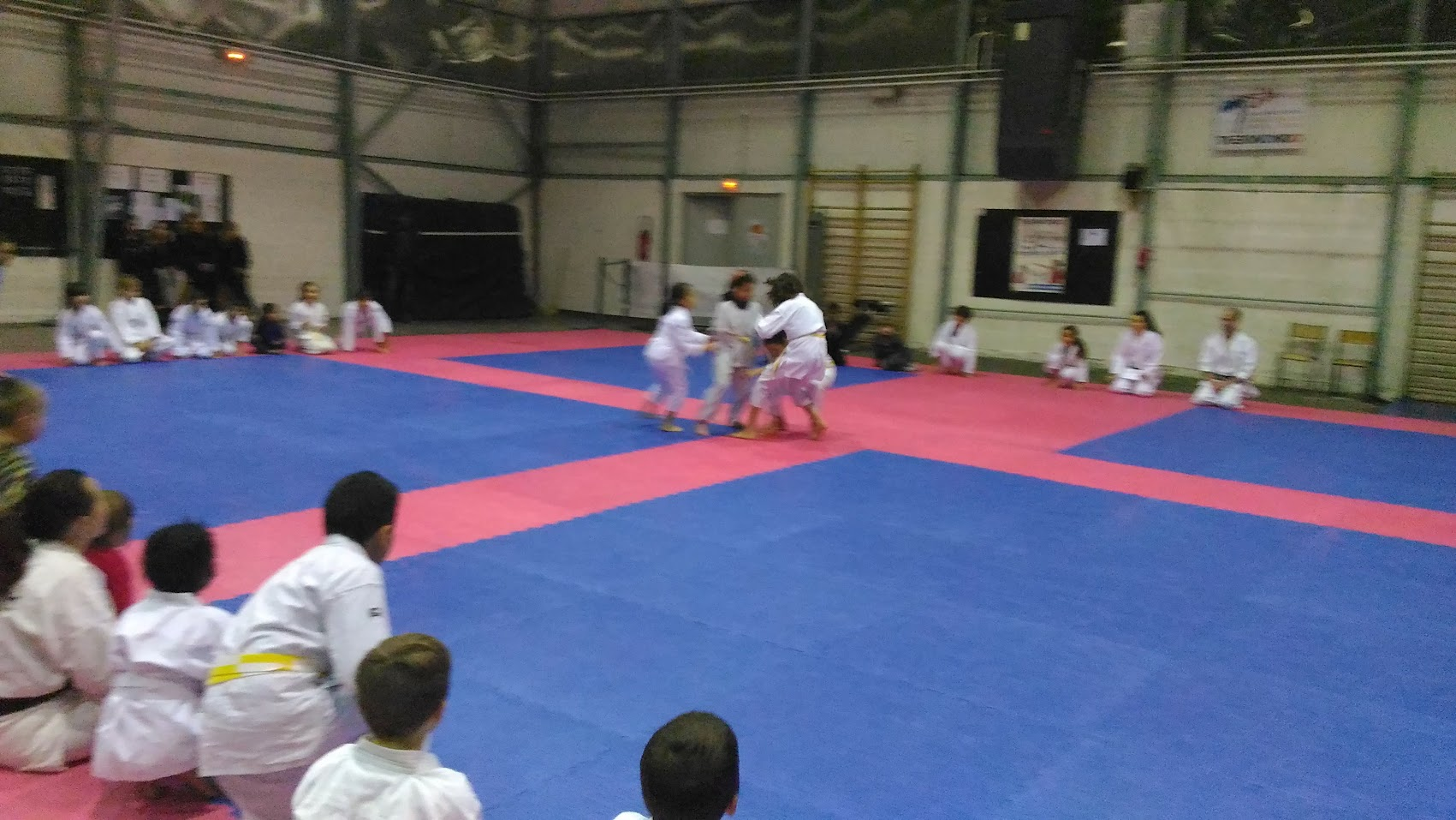 Entraînement au dojo - élèves pratiquant sur le tatami